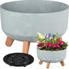 Prosperplast Vazonas GRACIA LOW BETON EFFECT su kojelėmis 3,8 L D235xH155mm betono sp. Prosp