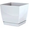 Prosperplast Dekoratyvinis gėlių vazonas su padėklu Coubi Square P 13.5x13.5x12.4cm plastikinis/baltas