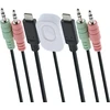 Przełącznik InLine® KVM jungiklis, 2 prievadų, USB-C į DisplayPort 1.2, 4K, su garsu, integruotu laidu