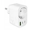 Puro 30 W maitinimo įkroviklis su Schuko kištuku ir lizdu, 2x USB-C + 1x USB-A - Baltas