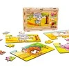 PuzzleOK medinė dėlionė 4 viename ūkinių gyvūnų galvosūkių rinkinys Farm