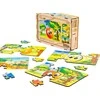 PuzzleOK medinė dėlionė 4 viename vaisių dėlionių rinkinys ananasų kriaušių citrinų obuolių