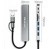 „Qoltec“ šakotuvas 8in1 USB C USB, USB C 4xUSB SD TF kortelių lizdas
