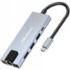 „Qoltec“ šakotuvo adapteris USB-C 5w1 | USB-C PD 100W | 2x USB | HDMI 4K | RJ45