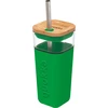 Quokka Liquid Cube - Glass mug 540 ml with stainless steel straw (Žalias)
