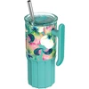 Quokka Umi - 720 ml Stainless Steel Thermal Mug with Straw and Silicone Coaster (Waterfall Garden)