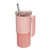 Quokka Umi - 720ml Stainless Steel Thermal Mug with Straw and Silicone Base (Peachy Rožinė)
