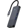Rapoo USB-C kelių prievadų adapteris 8-in-1, pilkas