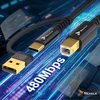 Reagle USB kabelis spausdintuvui 3 m skaitytuvui 2 viename USB-A USB-B HP BROTHER EPSON + USB-C