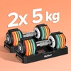 Hantle żeliwne regulowane automatycznie, komplektas 2x5 kg, skok co 1kg, REBEL ACTIVE