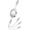 REMAX Drip Series 15W ištraukiamas 3-in-1 greitojo įkrovimo kabelis RC-C018 (USB to iPhone, Type C, Micro): Spalva - Sidabrinė