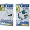 REMAX Drip Series 15W ištraukiamas 3-in-1 greitojo įkrovimo kabelis RC-C018 (USB to iPhone, Type C, Micro): Spalva - Sidabrinė