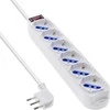 REV InLine® Kištukų lizdų juosta ITALIJA, 6 vietų, su jungikliu, 1,5 m, balta