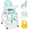 Ricokids Turkio spalvos 5-in-1 aukšta kėdutė, daugiafunkcinė maitinimo kėdutė su reguliuojamu padėklu, konvertuojama kūdikio kėdutė kūdikiams ir mažiems vaikams