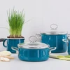 RIESS Aukštas puodas su dangčiu 6,5l 24cm Akvamarinas QUARTZ ENAMEL AUSTRIJA