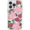 Dėklas Rifle Paper Clear - Case decorated in auksinis for Apple iPhone 14 Pro Rose Galden