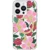 Rifle Paper Šautuvų popierius Skaidrus MagSafe – aukso spalvos dėklas skirtas iPhone 14 Pro (Rose Garden)