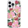 Skaidrus Rifle Paper „MagSafe“ – aukso spalvos dėklas skirtas „iPhone 14 Pro Max“ („Rose Garden“)