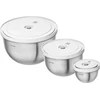 ZWILLING FRESH &amp; SAVE 3 plieninių vakuuminių dubenėlių su dangčiu rinkinys