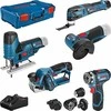 Elektrinių įrankių rinkinys Bosch Bosch 5 dalių 12 voltų įrankių rinkinys, GSR + GOP + GHO + GWS + GST (mėlynas, 3x ličio jonų akumuliatoriai, XL-BOXX)