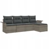 Lauko sofa 5 vnt. Pilka poliratanas