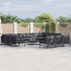 Sodo Sofų Rinkinys su pagalve 14 pcs Juoda Plienas