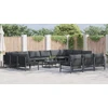 Sodo Sofų Rinkinys su pagalve 14 pcs Juoda Plienas