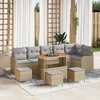 Sodo Sofų Rinkinys 9 vnt. Smėlio poliratanas