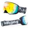 Rockbros SP284 Vaikiški slidinėjimo akiniai su nerasojančiais akiniais, UV filtru ir pilkais lęšiais bei raudonu veidrodėliu - Juodas