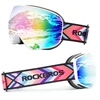 Rockbros SP284 Vaikiški slidinėjimo akiniai su nerasojančiais akiniais, UV filtru ir pilkais lęšiais bei rausvu veidrodėliu - Baltas
