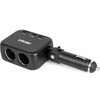 Dviejų lizdų cigarečių uždegiklio prailgintojas su įkrovikliu 2×USB-A + USB-C 12/24V 100W 180° AMIO-04357