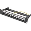 Assmann Electronic DIGITUS Modular Patch Panel ekranuotas 12 prievadų tuščias 1U 10 colių 10 colių stovo montavimo spalva juodas RAL 9005