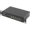 Šakotuvas LANBERG jungiklis PoE 19 colių 6 prievadų 100MB 4 jungtys PoE 30W/prievadas max 60W DSP3-0105-60W nevaldomas