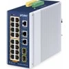 Šakotuvas Switch Planet PLANET IP30 Industrial L2/L4 16-Port Zarządzany L2/L4 Gigabit Ethernet (10/100/1000) Obsługa PoE Aliuminio, Mėlyna