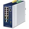 Šakotuvas Komutatorius Planet IP30 DIN bėgelio pramoninis L3 valdomas gigabito Ethernet (10/100/1000) PoE palaikymas mėlyna, pilka