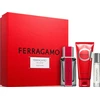 Salvatore Ferragamo Ferragamo Ferragamo Raudona Leather rinkinys vyrams (EDP, 100 ml + šampūnas ir dušo želė, 100 ml + EDP, 10 ml)