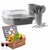 Saska Garden Rinkinys iškylai 6 asmenims (puodeliai, stalo įrankiai, lėkštės) pilka sp. 43209
