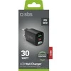 SBS 30W USB-A, USB-C juodas, su ekranu