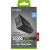 Powerbank SBS 20000mAh 65W PD AFC USB-C USB-A for laptop, tablet, smartphone - juodas