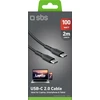 SBS USB-C do USB-C Kabelis 2m 100W juoda (LACABLETCC2M100K)