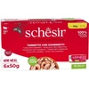 Schesir C&amp;B šlapias kačių ėdalas, tunas su krevetėmis drebučiuose, 6 x 50 g, kelių pakuočių skardinė