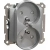 Schneider Electric Sedna Design, 2x2P+PE lizdas su langinėmis rėmo sistemai, sidabrinis aliuminis