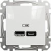 Schneider Electric Sedna Design, USB A+C 2.4A įkrovimo lizdas, baltas