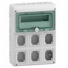 Schneider 13181 Mureva IP65 ant paviršiaus montuojami skirstomieji įrenginiai 1x12, skirti gMRV-1-12+1-NT-T/6 lizdams 6 skylės 90x100mm 13181
