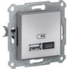 SCHNEIDERE Schneider Asfora EPH2700362 USB įkrovimo lizdas, įleidžiamas, A+C, 2.4A, be rėmelio, plienas