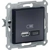 SCHNEIDERE Schneider Asfora EPH2700371 USB įkrovimo lizdas įleidžiamas A+C 2.4A be rėmelio, antracito spalvos