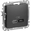 SCHNEIDERE USB įkrovimo lizdas Schneider Sedna Design SDD114404 A+C 45W PD juodas antracitas