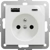 Schneider Electric SCHNEIDERE Vienvietis lizdas su įžeminimu Schneider Sedna Design SDD111072 su USB A+C 3A besriegiais gnybtais, baltas dizainas ir elementai