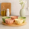 Secret De Gourmet Bamboo Užkandžių dubenėliai su gėlėmis ant bambukinio padėklo, 5 dubenėliai + lenta.
