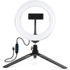 Žiedinė lempa E-LIGHT Kijek ST6-5 16 cm 10 W LED žiedinė lempa su telefonų laikikliu + 0,5 m metalinis trikojis stovas + BT nuotolinio valdymo pultelis Juoda (ELIG-ST6-05M)